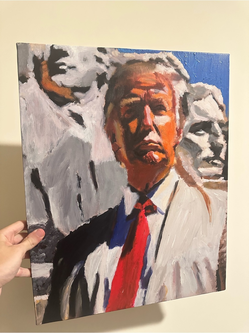 Donald Trump Mount Rushmore painting 16x20 Portrait Canvas 1/1 signed by artist
